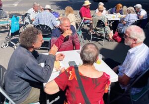 Lunch at the front of the church.