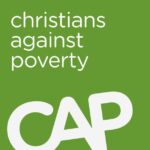 CAP logo with its initials in white against a light green background. Above its full name, Christians Against Poverty